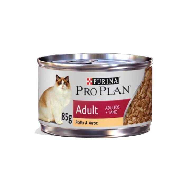 Pro Plan Adulto Pollo & Arroz en Lata – comida húmeda para gatos